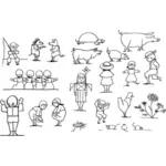 Vector illustration of village life character set